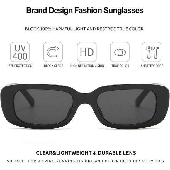 Trendy Rectangle Lens Leopard Sunglasses Women Men Retro Square Fashion Shades - Picture 3 of 6